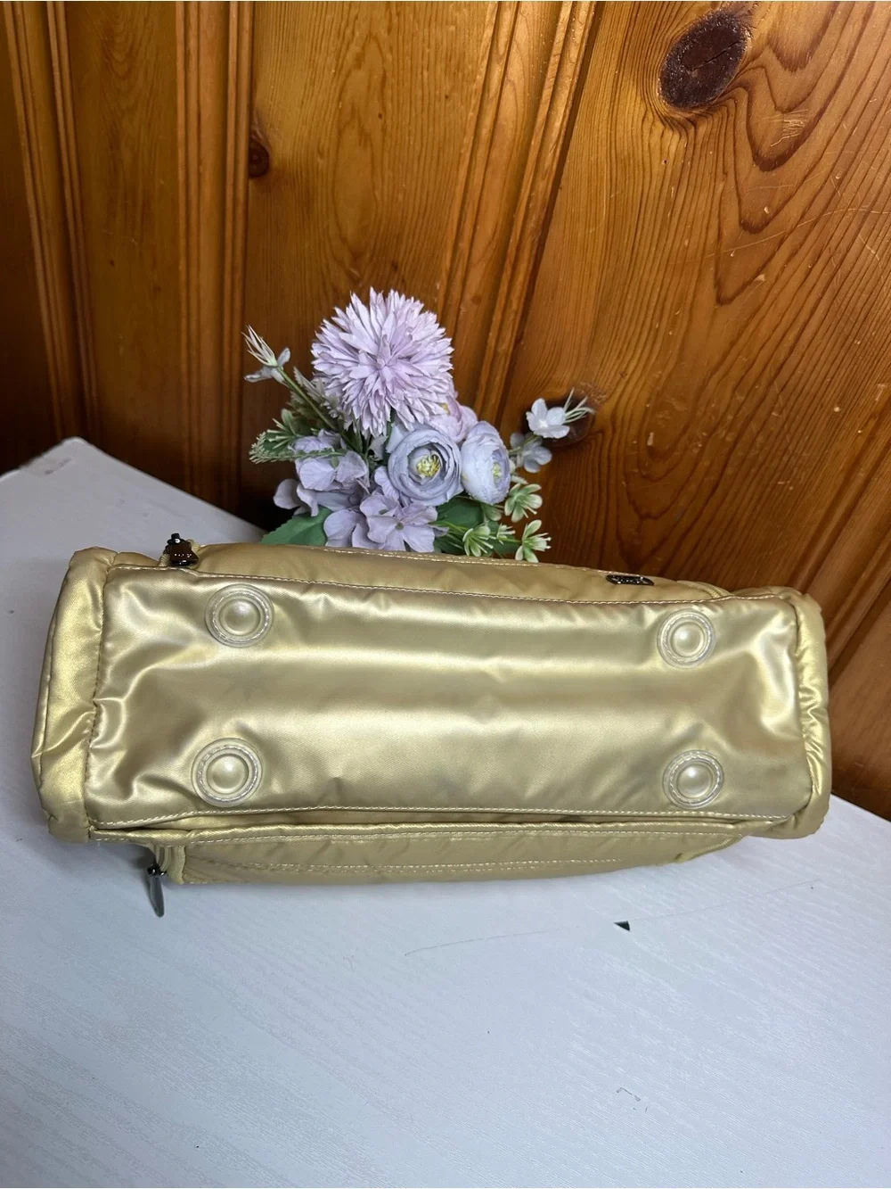 lug Metallic Light Gold Quilted Cosmetic Pouch
